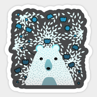 White bear in floral rain Sticker